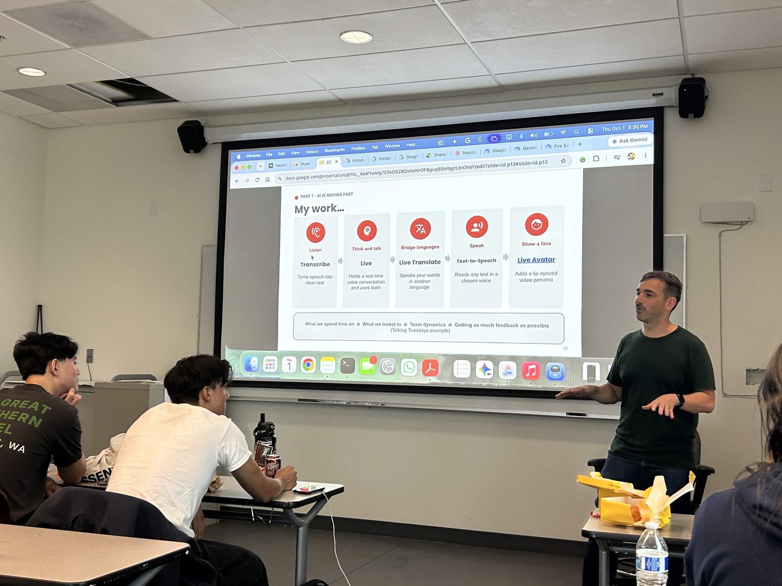 Luke explains the AI products his work involves, from transcription to live translation